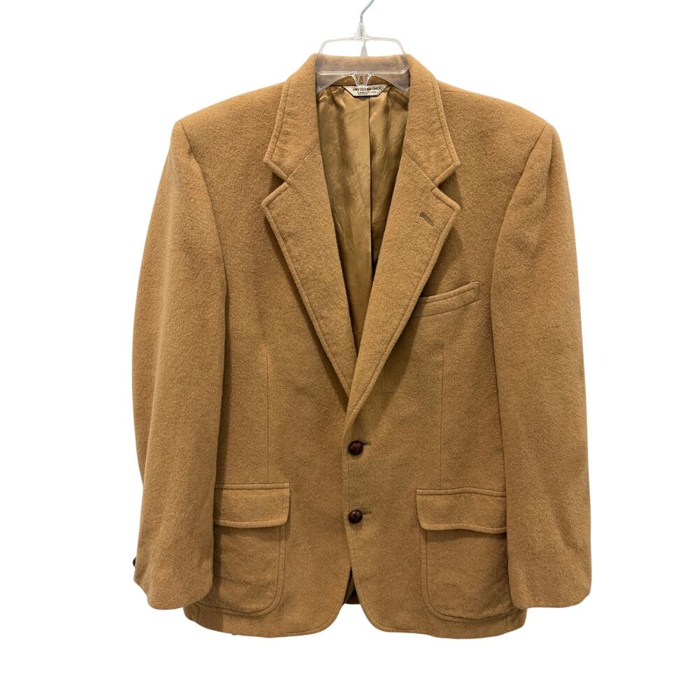 Vintage Barrister 100% Pure Camelhair Blazer Jacket Leather Buttons Blazer 38S